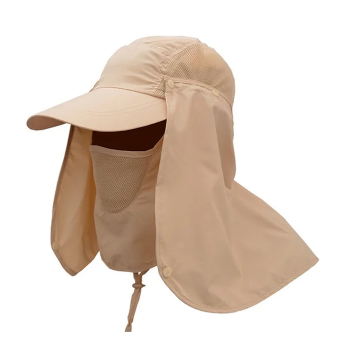 Outdoor Sun Hat Men's Fishing Hat Breathable UV Visor Hat Khaki 1PC