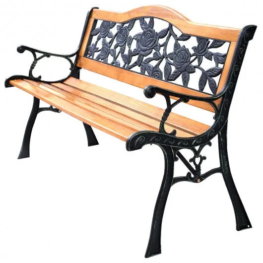 Park Garden Iron Hardwood Furniture Bench Porch Path Chair
