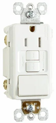 Pass & Seymour Gfci Receptacle/single-pole Switch, 15a, White