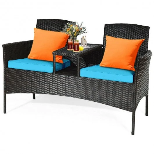 Patio Rattan Conversation Set -Green