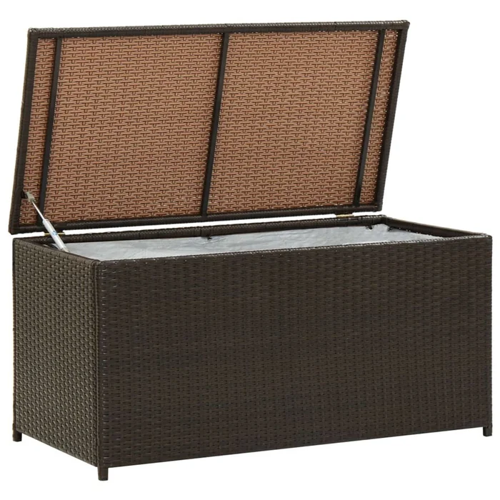 Patio Storage Box Poly Rattan 39.3″x19.6″x19.6″ Brown