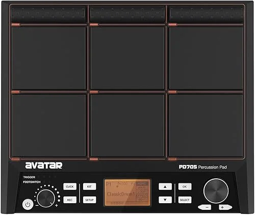 PD705 Sample Pad for Sampling Sounds, Portable Multipad With 9 Velocity Sensitive Drum Pads, 592 Percussion Sounds, Support USB/MIDI In Out/AUX