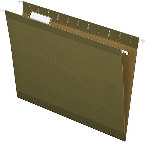 Pendaflex Reinforced Hanging Folders, Letter Size, Standard Green, 1/5 Cut, Includes Tabs and Inserts, 25/Box (41521AMZ)