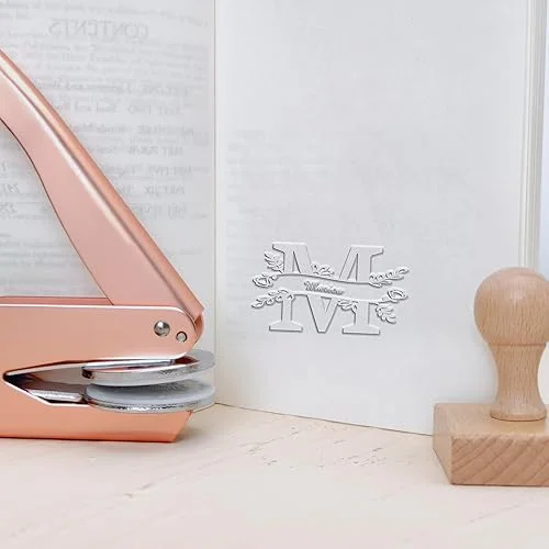 Personalized Alphabet Initial Embosser | Custom from The Library of Your Name Stamp | Elegant Monogram Design for Books, Journals, and Documents | Gift for Book Lovers
