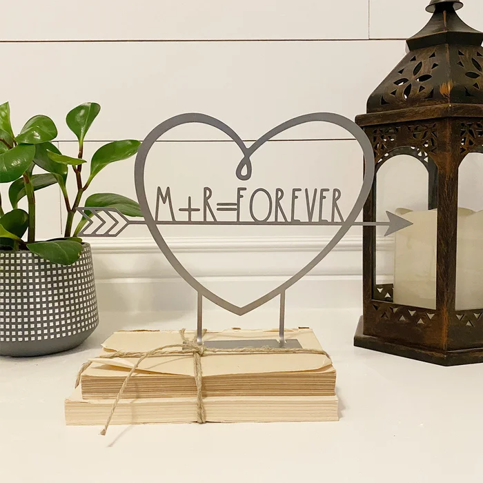 Personalized Heart-Shaped Tabletop Metal Sign