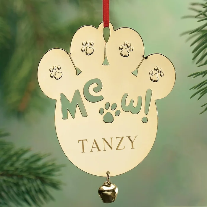 Personalized Meow Brass Ornament