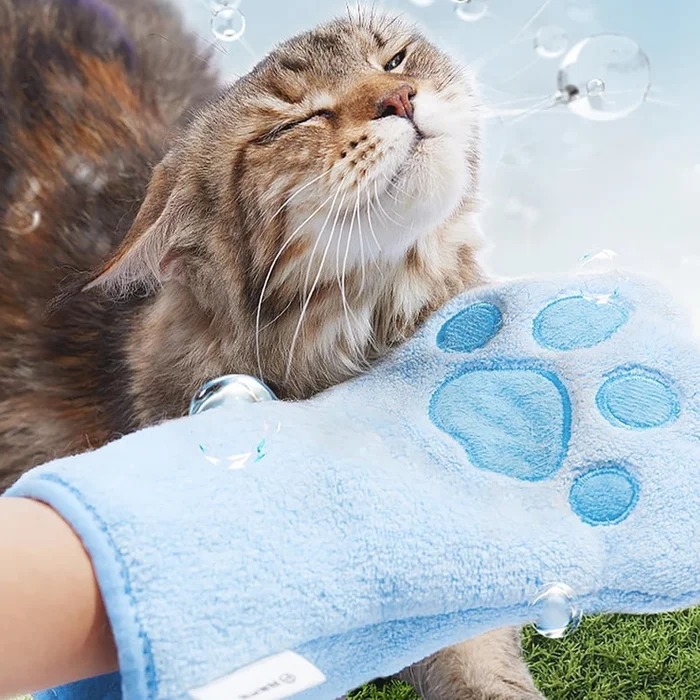 Pet Bath Essence Set for Cats – Cat Bath Set 30ml*5 Capsules + Glove Towel