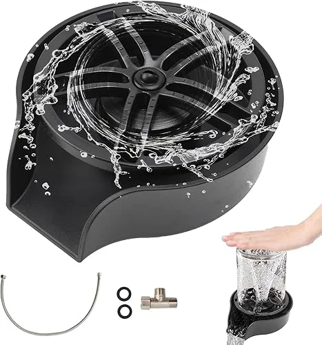 Petyoung Glass Rinser for Kitchen Sink, 360 Degree Rotating Glass Rinser, Kitchen Sink Bottle Washer, Faucet Glass Rinser Cup Washer Cleaner Attachment Accessory for Bar Sink