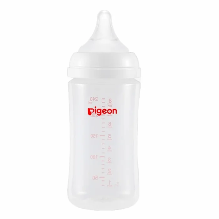 Pigeon PP Nursing Bottle Wide Neck | Easy To Clean | 8.1 Oz Includes 1 M Nipples (3m+)