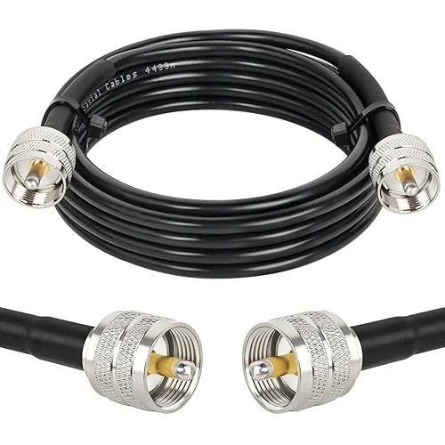 PL259 UHF Cable 10ft, CB Coax Cable RG58 CB Cable UHF Male to Male for CB Radio, Ham Radio, Amateur Radio, Antenna Analyzer, SWR Meter
