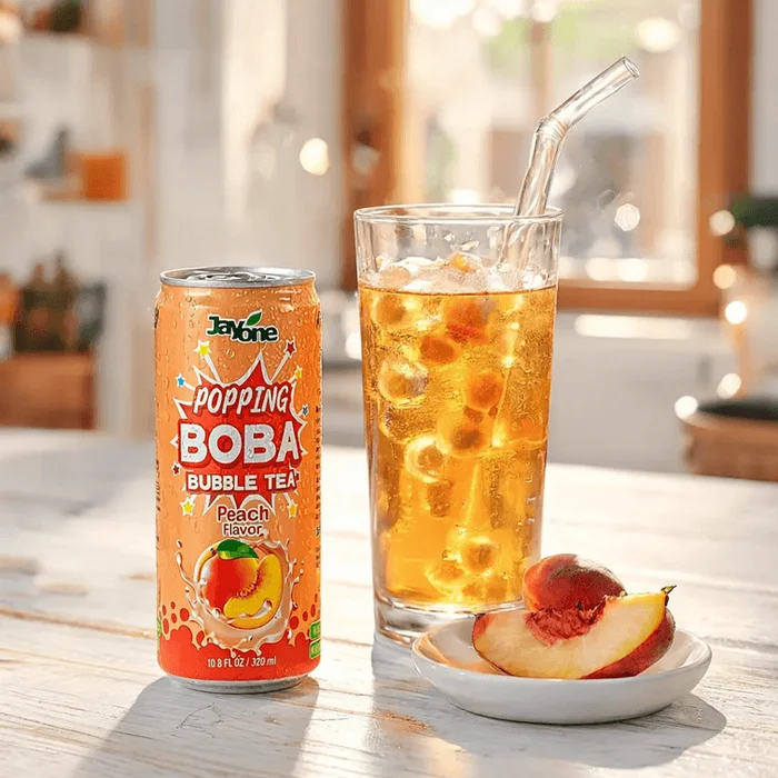 Popping Boba Bubble Tea Peach Flavor 10.82 fl oz