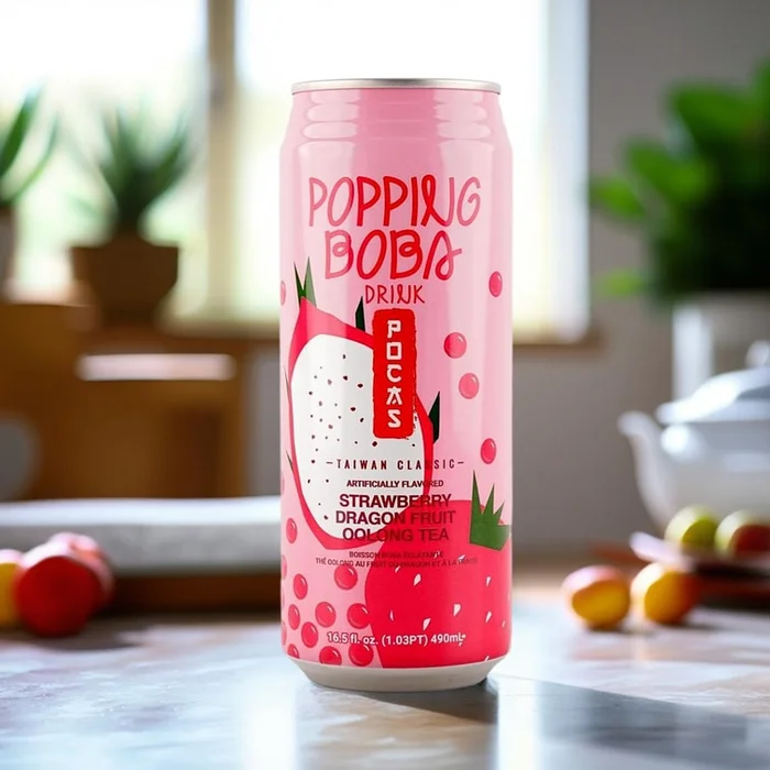 Popping Boba Strawberry Dragon Fruit Oolong Tea,16.5 fl oz