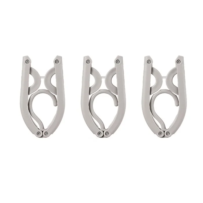 Portable Folding Multifunctional Traveling Clothes Rack Light Gray 3PCS