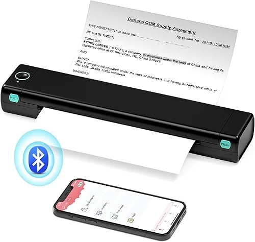 Portable Printers Wireless for Travel, Ponek M08F-Letter Wireless Inkless Portable Printer, Blutooth Thermal Printer, Tattoo Printer Supports 8.5′ X 11′ Thermal Paper, Travel Printer for Office, Home