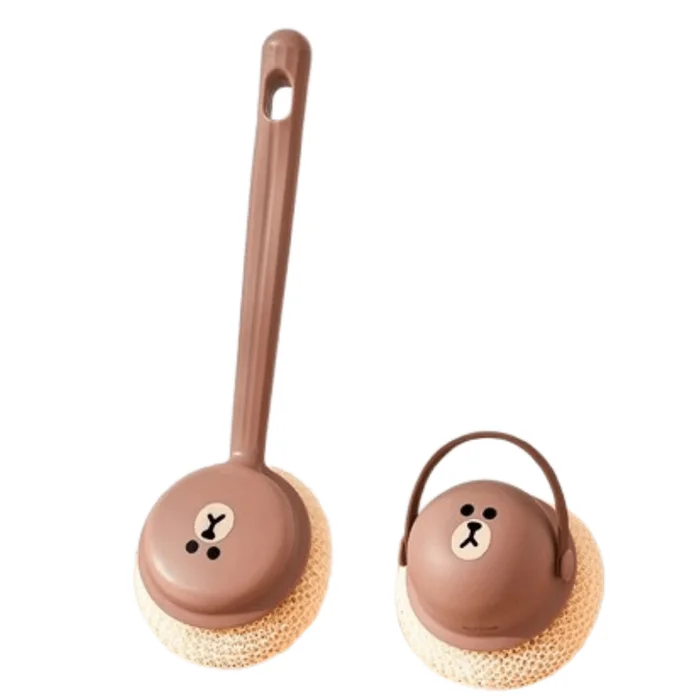 Pot Washing Brush Brush Pot Brush Long Handle Pot Cleaning Brush BROWN Model Pot Brush Set of 2