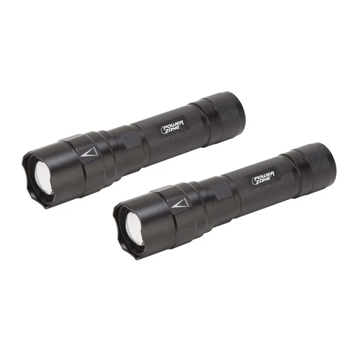 PowerZone 12156 Tactical Flashlight, AA Battery, LED Lamp, 1000 Lumens, 150 m Beam Distance, 6 hrs Run Time, Black