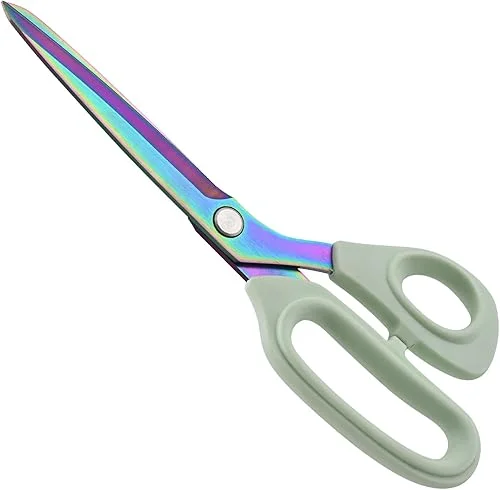 Premium Fabric Scissors Heavy Duty Multi-Purpose Titanium Coated Stainless Steel Leather Sewing Tailor's Scissors with Comfortable Handles, Craft Clothing shears (9.8 in.)