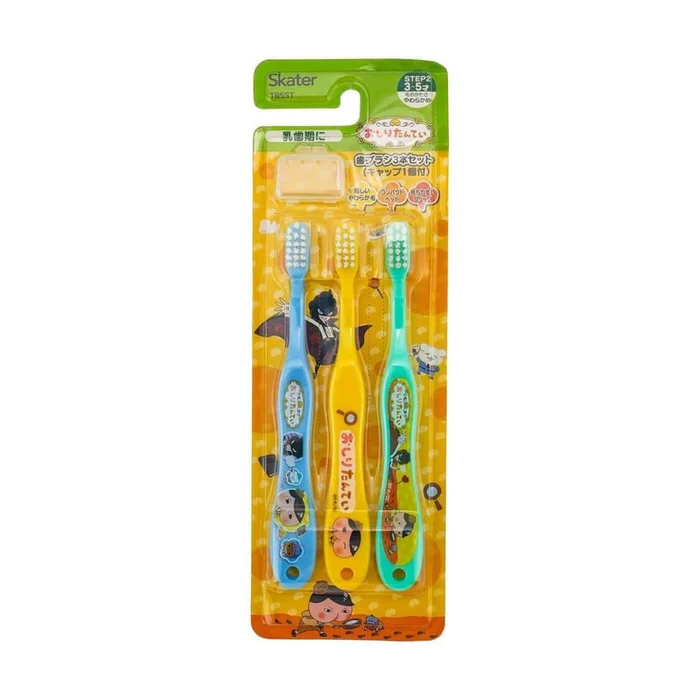 Preschool Toothbrush Butt Detective For 3-5 Years old, Pack of 3, with Brush Cover