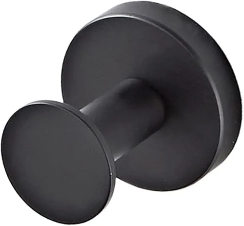 PRETYZOOM Stainless Steel Black Round Hooks for Coats Scarves Towels Wall Mounted Kitchen Bathroom Hangers Heavy Duty Utility Hooks with Quick Installation for Organized Spaces