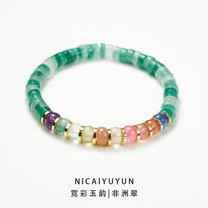 Prismatic Jade Melody Diamond Bracelet African Verdite Core 1 Strand/15g