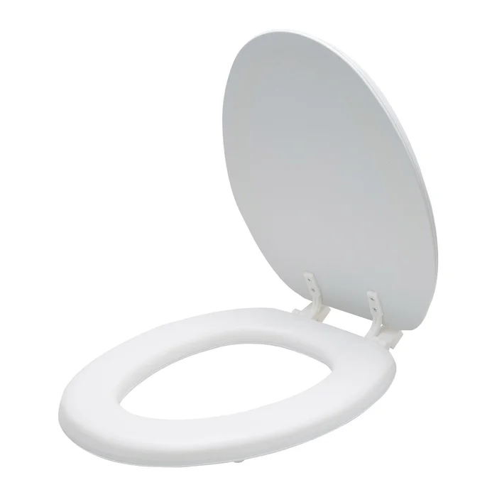 ProSource ES001-WH Toilet Seat, Elongated, PP, White, Plastic Hinge