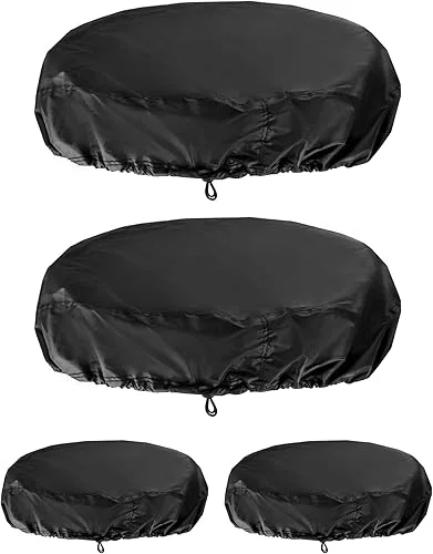 QWORK 55 Gallon Drum Cover, 4 Pack Durable Drum Cap Cover, Black