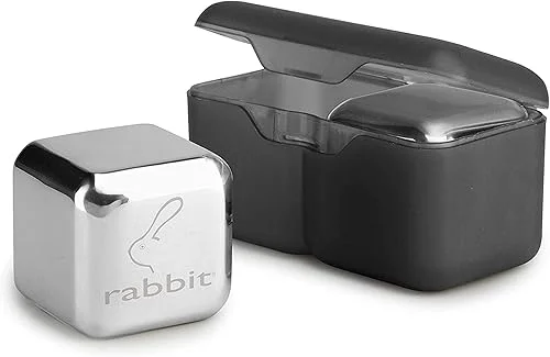 Rabbit Jumbo Chilling Stones – Premium Stainless Steel Whiskey Rocks for Chilling Fine Spirits and Beverages, Reusable Drink Cooling Stones with Storage Case