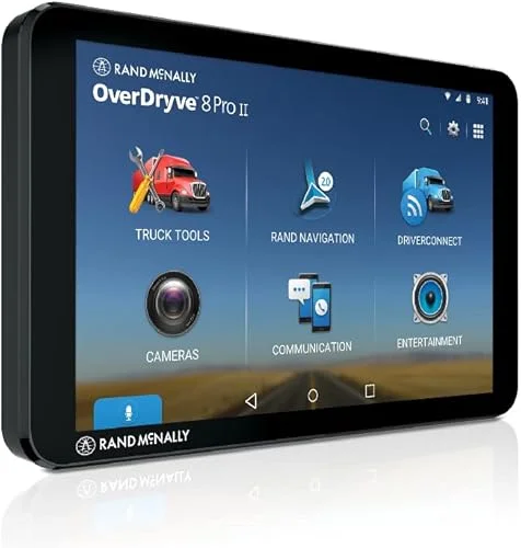 Rand McNally OverDryve 8 Pro II Truck GPS & Connected Tablet, Car Navigation with 8” Display, Built-in Satellite Radio, Fully Adjustable Dash Cam (Renewed)