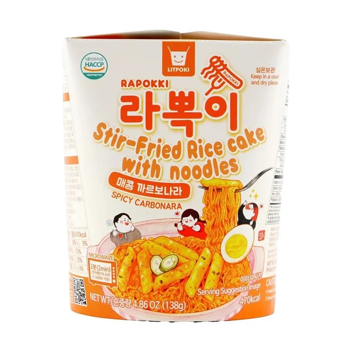 Rapokki Stir-Fried Rice Cake with Noodles Spicy Carbonara Flavor 138g