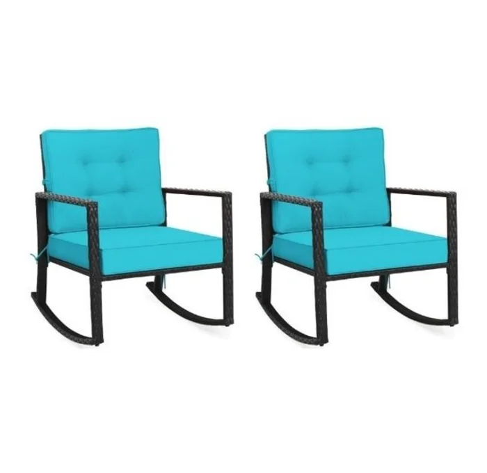Rattan Cushioned Rocking Chairs (Set of 2)