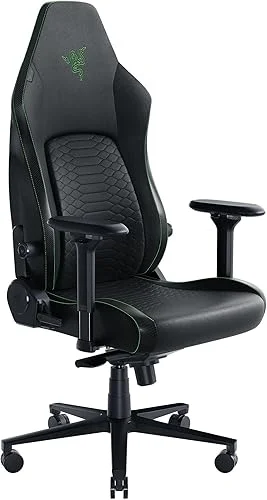 Razer Iskur V2 Gaming Chair: Adaptive Lumbar Support – Adjustable Lumbar Curve – High Density Foam Cushions – Reactive Seat Tilt &152-degree Recline – 4D Armrests – Synthetic Leather – Black/Green