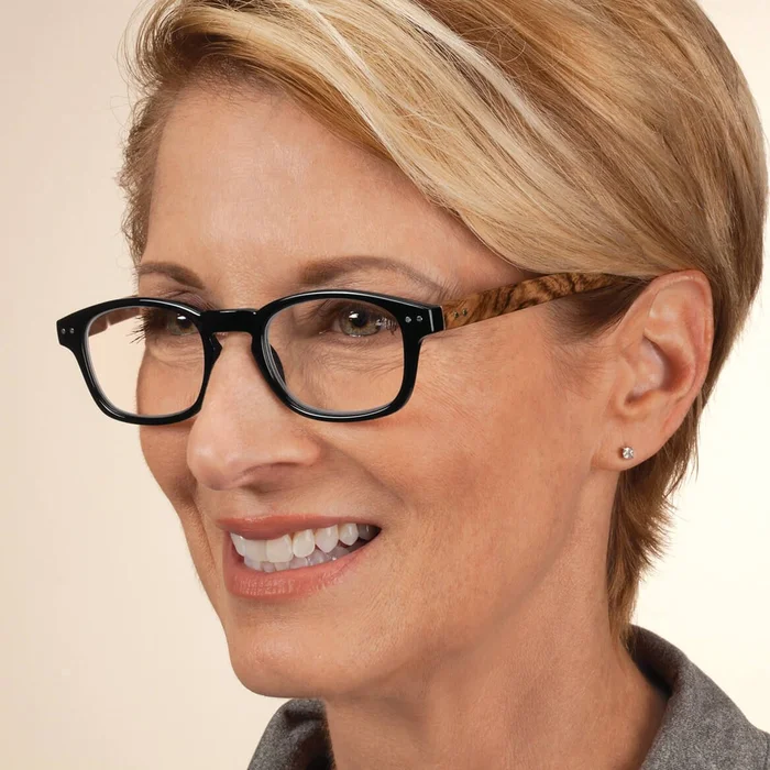 Reading Glasses with Wood Grain Bows, 2 Pair