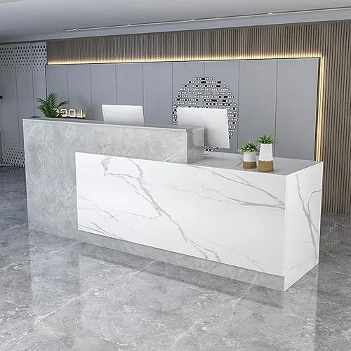 Reception Counter Desk, Front Counter Desk with Lockable Drawers, Modern Retail Counter,Home Office Desk Wooden Computer Desk Reception Table,for Checkout Office/Beauty Salon/Lobby