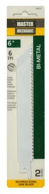 Reciprocating Saw Blade, 6-tpi, Bi-metal/cobalt, 6 In., 2-pk.