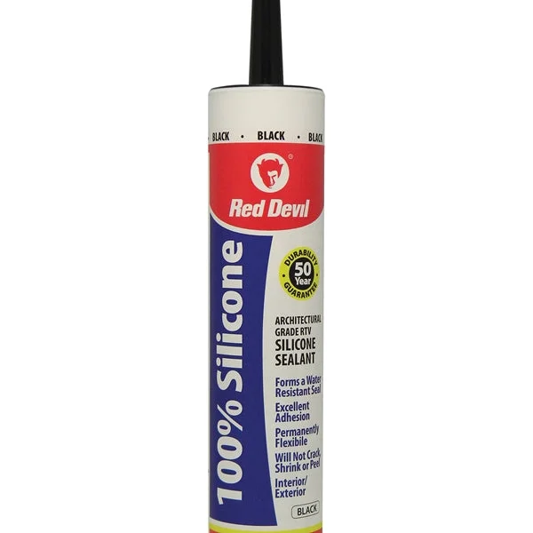Red Devil 081660 Silicone Sealant, Black, -60 to 400 deg F, 9 fl-oz Cartridge