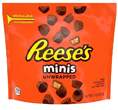 REESE’S Chocolate Peanut Butter Cup Candy, Minis, 7.6 Oz Pouch