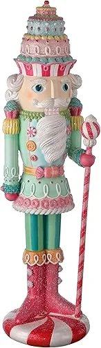 Regency International Resin Pastel Peppermint Nutcracker, 22 Inches, Figurine, Christmas, Tabletop Decor
