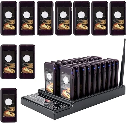 Retekess T112 Restaurant Pager, Restaurant Beepers Buzzers,1640 ft Long Range, Change Sticker, 30 Order Buzzers for Food Court, Coffee Shop, Club