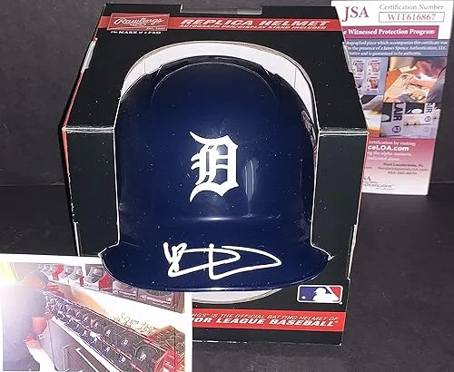 Riley Greene Detroit Tigers Autographed Signed Mini Baseball Helmet JSA WITNESS COA