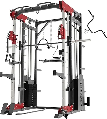 RitKeep Home Gym Training Machine, PMAX-5600 Professional Strength Training Machine with 326lb Weight Stacks, Multi-Functional Power Rack with More Accessories.