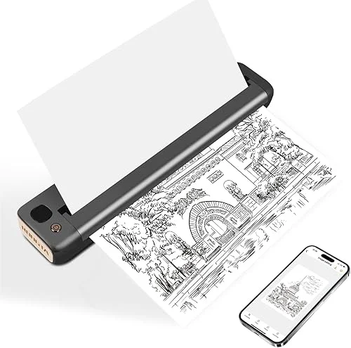 Rongta Small Portable Wireless Printer, Mobile WiFi Bluetooth Inkless Thermal Printer for Travel Home Use, Support US Letter/A4/A5/B5 Thermal Paper, Compatible with Android iOS Phone & Laptop