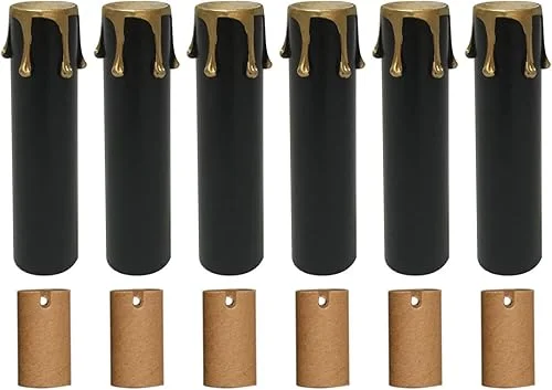 Royal Designs, Inc SCP-5005-4BKGL-6 Royal Designs 4 Inch Candle Drip Sleeves Chandelier Socket Covers with Paper Insulation, Black Gold, Set of 6