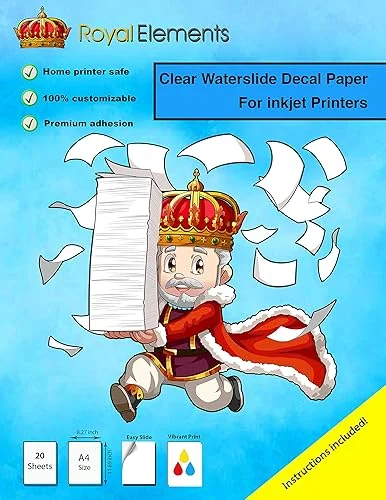 Royal Elements Waterslide Decal Paper – Clear for Inkjet Printers – 20 Sheets