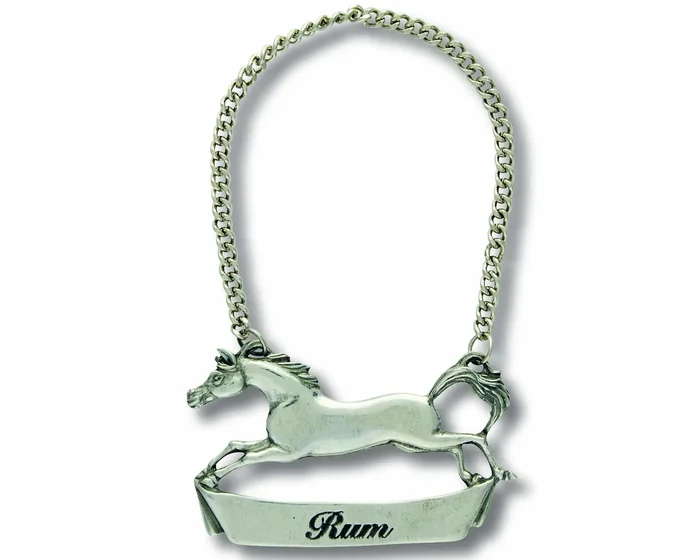 Rum Pewter Galloping Steed Decanter Tags