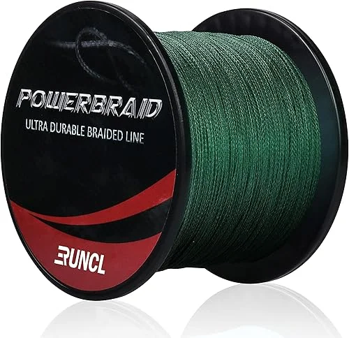 RUNCL PowerBraid Fishing Line 4/8/9 Strands, Braided Fishing Line 300/500/1000Yds – Seamless Weaving Tech, Enhanced Coating Tech, Zero Stretch, High Sensitivity, Smaller Diameter – Braid Line 15-115LB