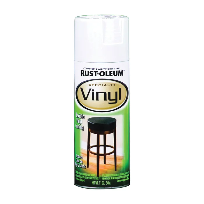 RUST-OLEUM 1911830 Vinyl Spray Paint, Semi-Gloss, White, 12 oz, Aerosol Can