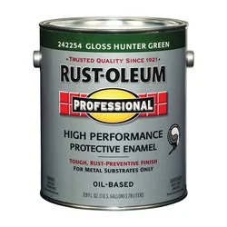 RUST-OLEUM 242254 Enamel Paint, Gloss, Hunter Green, 1 gal, Can, Oil Base, Application: Brush, Roller, Spray