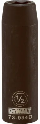 Sae Deep Impact Socket, 6-point, Black Oxide, 1/2 In. Drive, 1/2 In.