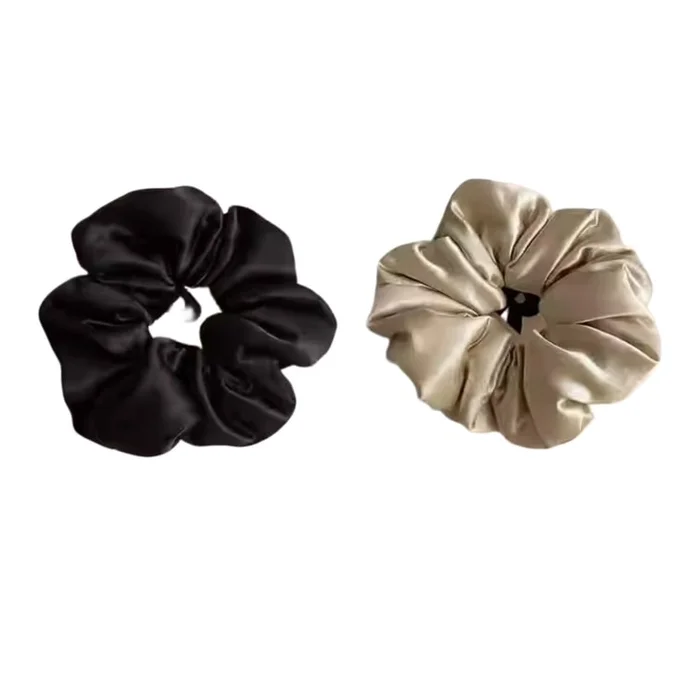 Same style as Bingbing one black silk large intestine hair tie and one champagne color.