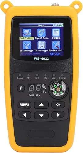 Satellite Finder Meter Satellite Si gnal Locator DVB S / S2X Si gnal Measuring Meter Detector Receiver with Flashlight Backlit Buttons,2.1in Colorscreen,800mAh Battery